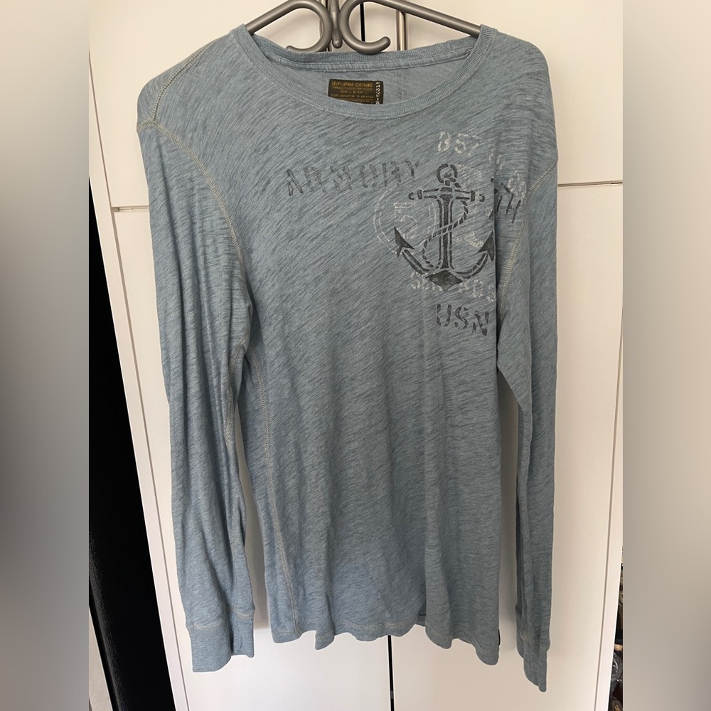 Men’s Light Blue Lucky Brand Long Sleeve Light Shirt Size Small S Nautical